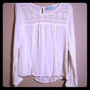 Filly flair lace sheer off white top